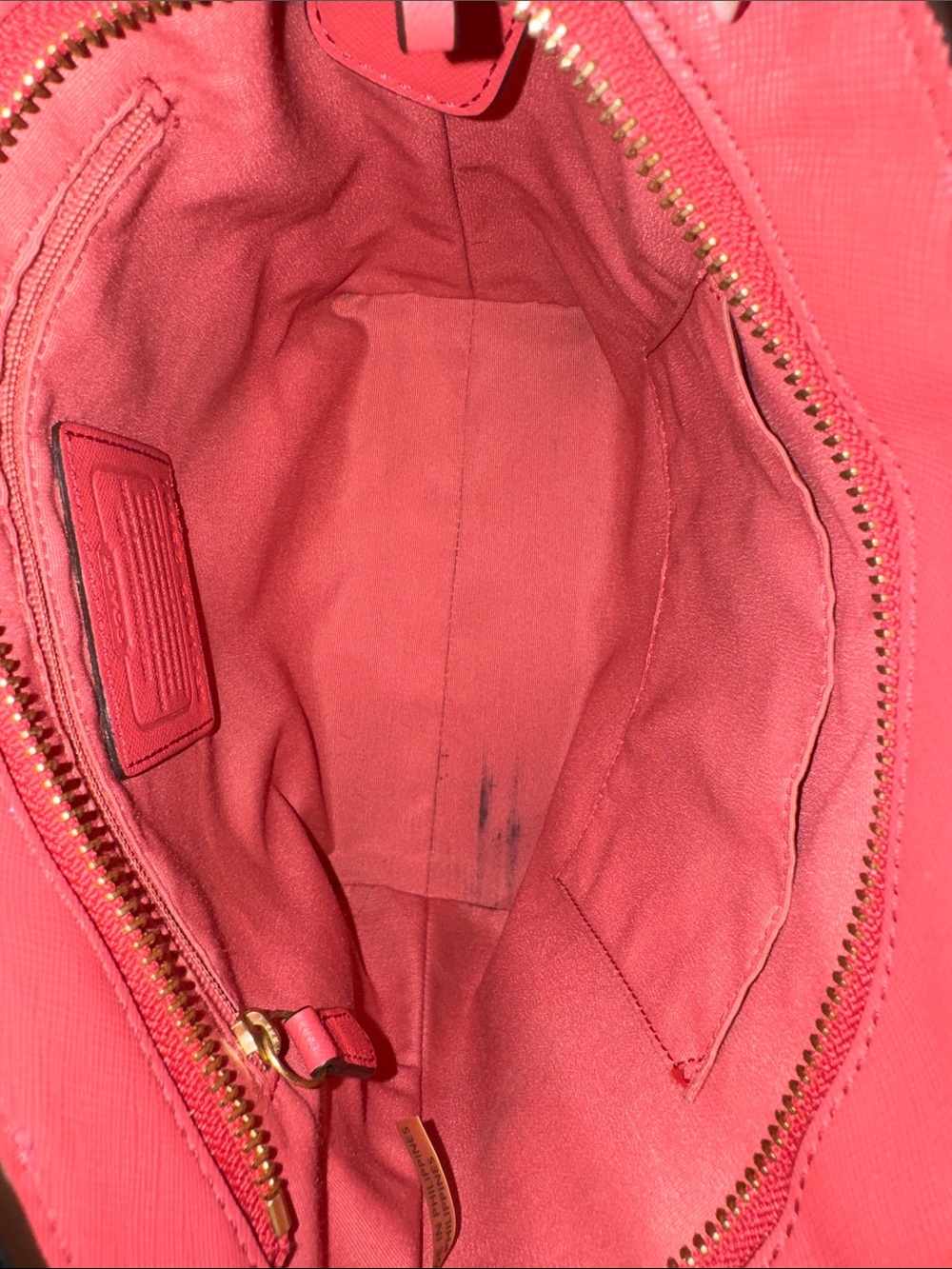 Coach Madison Mini North South Tote Crossbody Saffiano Leather Pink Coral - Picture 7 of 16